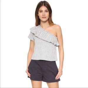 Club Monaco one shouldered ruffle top